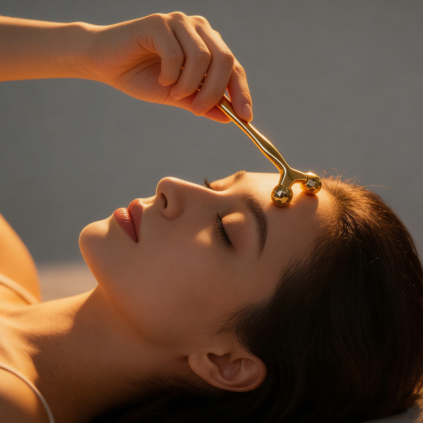 Face Massager - Двусторонний металлический золотой ролик для лица